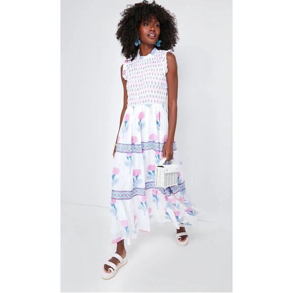 Oliphant Tuckernuck Smocked Maxi Dress size L large - Picture 7 of 7